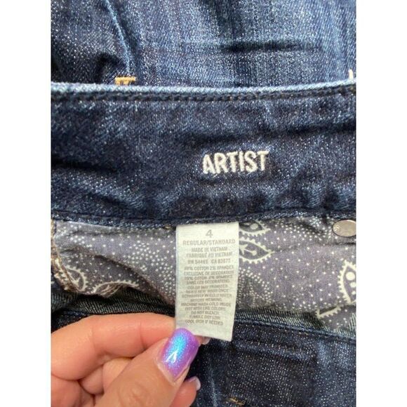 AMERICAN EAGLE AEO Artist Dark Wash Denim Cropped Jeans sz 4 - Picture 3 of 6